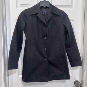 Womens Banana Republic Cotton Twill Black Modern Coat Jacket SZ XS​